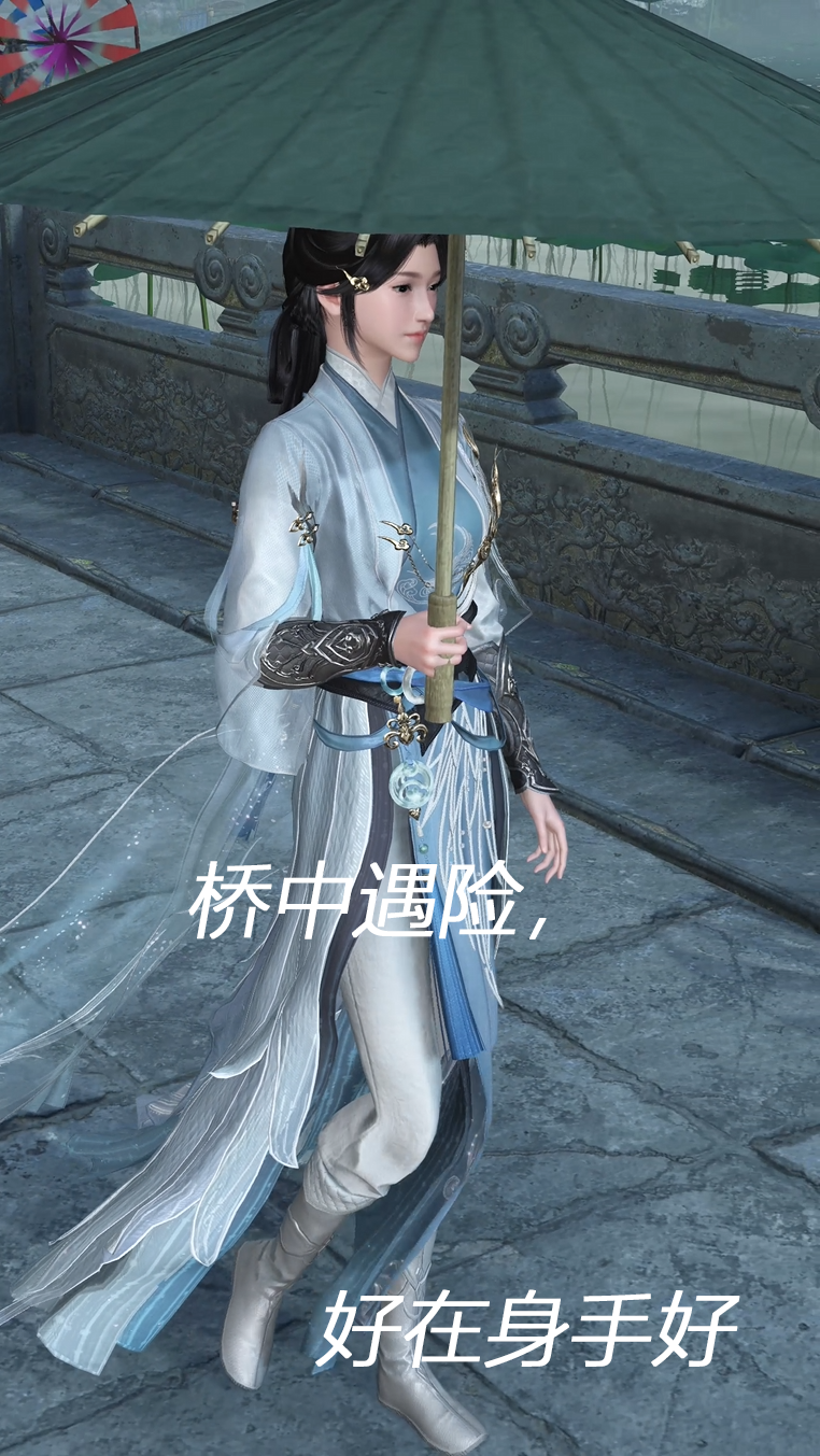 青影破雨，石桥护宝