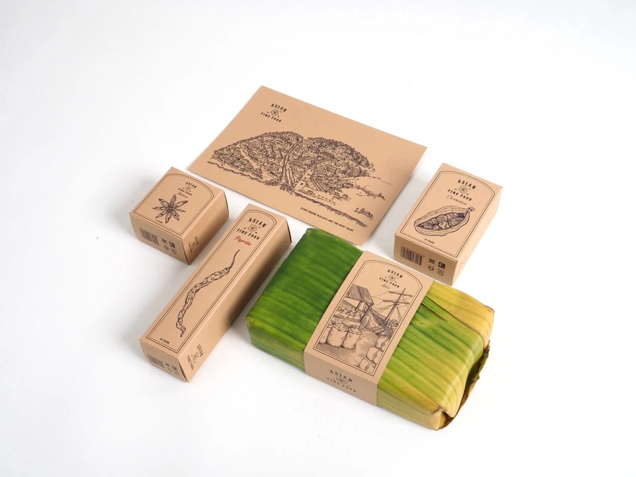 环保有创意，利用香蕉叶与牛皮纸做外包装——亚洲混合香料概念包装设计